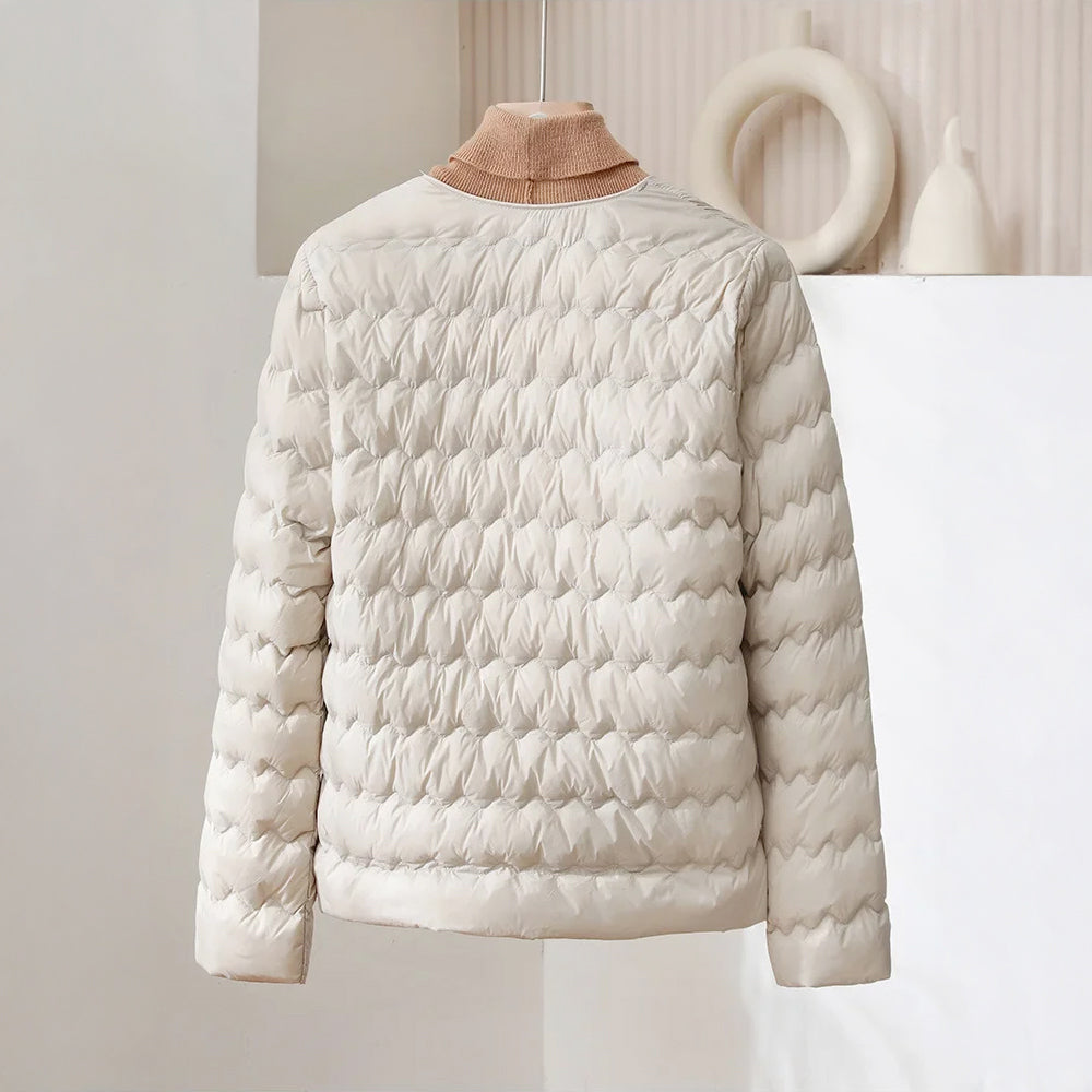 Paisley - Women's Collarless Wave-Quilted Down Jacket