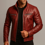 Quade - Men's Leather Jacket with Front Chest Pockets