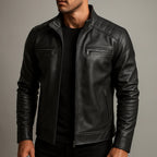Quade - Men's Leather Jacket with Front Chest Pockets