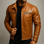 Quade - Men's Leather Jacket with Front Chest Pockets