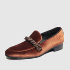 Lucien - Men's Velvet Loafers with Rope Detail