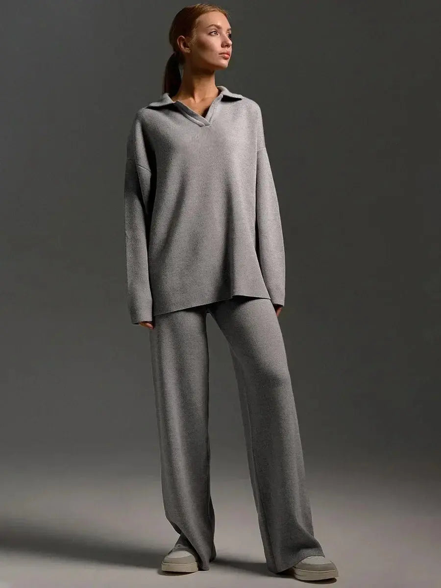 Rosalie - Women's Relaxed Top with Flowing Wide-Leg Trousers Set