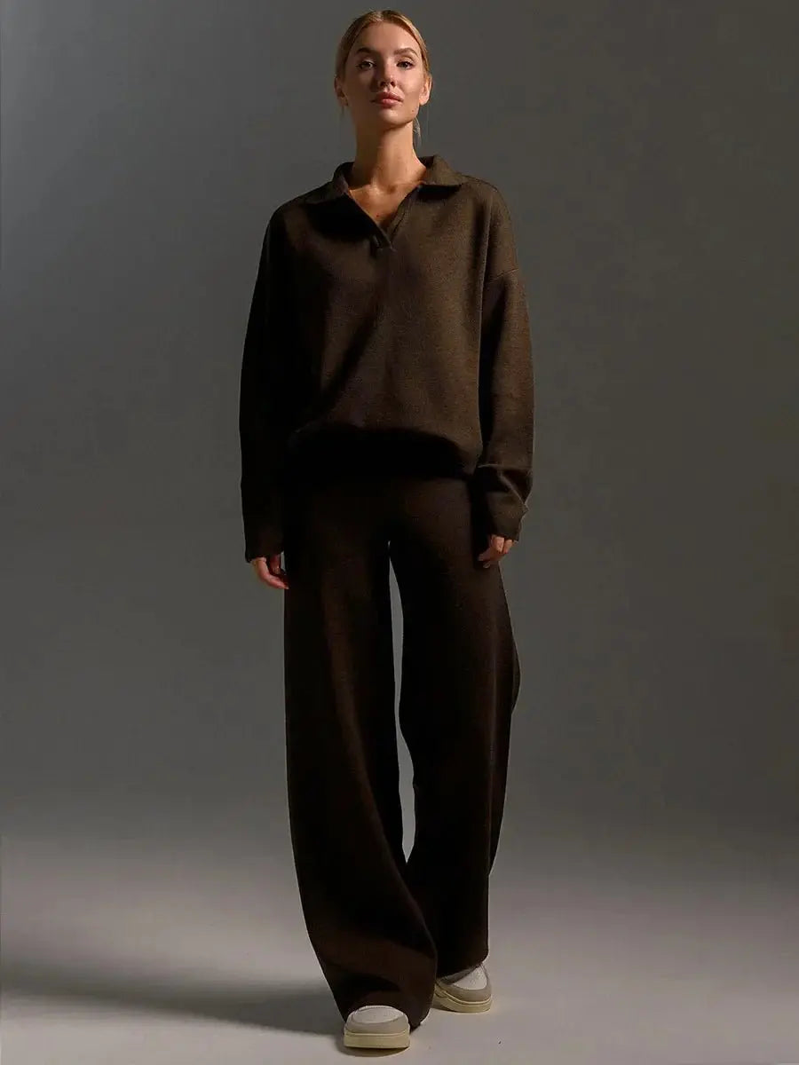 Rosalie - Women's Relaxed Top with Flowing Wide-Leg Trousers Set