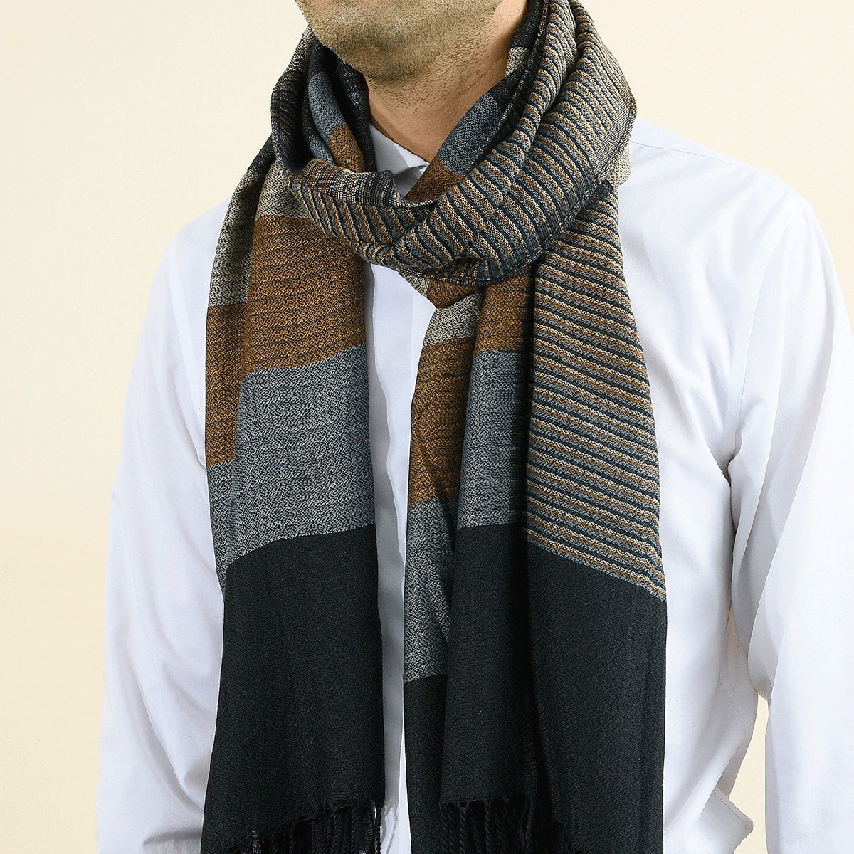 Rylee - Colorblock Wave-Pattern Scarf