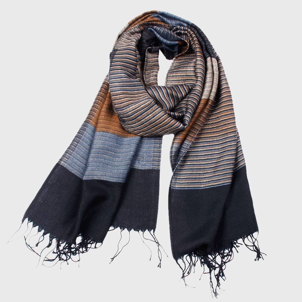 Rylee - Colorblock Wave-Pattern Scarf