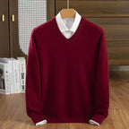 Quinlan - Men's Ribbed Wool-Blend V-Neck Sweater