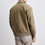 Harlan - Men's Button-Front Bomber Jacket with Ribbed Trim