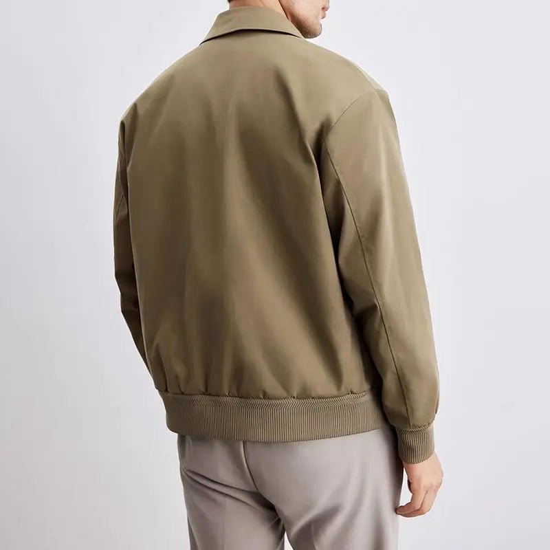 Harlan - Men's Button-Front Bomber Jacket with Ribbed Trim