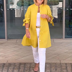Tina - Women's Button-Front Flared Shirt Jacket with Sleeve Knots