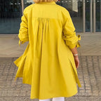 Tina - Women's Button-Front Flared Shirt Jacket with Sleeve Knots