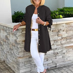 Tina - Women's Button-Front Flared Shirt Jacket with Sleeve Knots