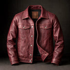 Tristan - Men's Chest-Pocket Leather Jacket with Snap Closure