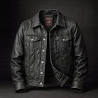 Tristan - Men's Chest-Pocket Leather Jacket with Snap Closure