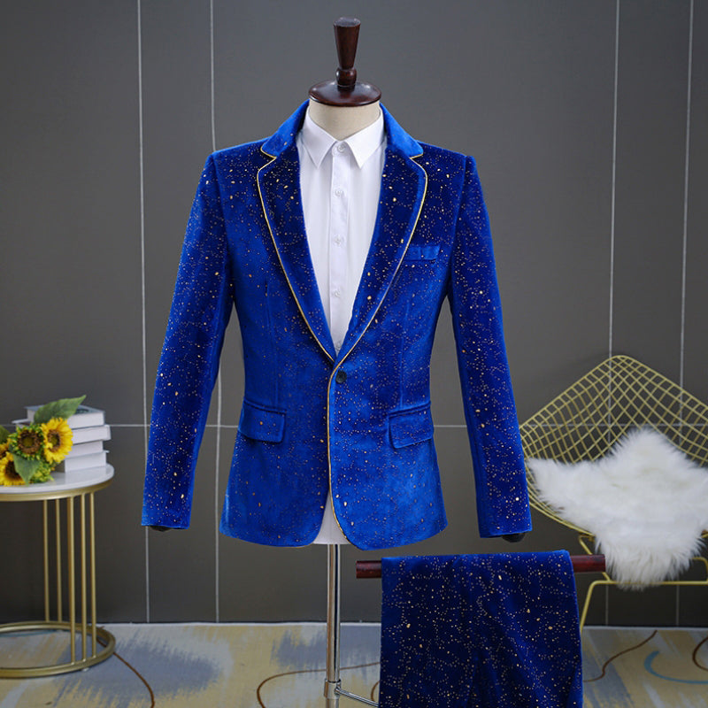 Tyler - Men's Peak Lapel Velvet Formal Suit