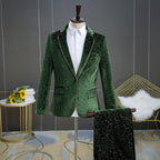 Tyler - Men's Peak Lapel Velvet Formal Suit
