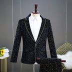 Tyler - Men's Peak Lapel Velvet Formal Suit