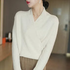 Verity - Women's Cashmere Crossover V-Neck Knit Sweater