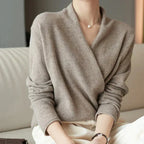 Verity - Women's Cashmere Crossover V-Neck Knit Sweater