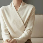 Verity - Women's Cashmere Crossover V-Neck Knit Sweater
