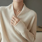 Verity - Women's Cashmere Crossover V-Neck Knit Sweater