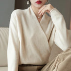 Verity - Women's Cashmere Crossover V-Neck Knit Sweater