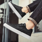Lennard - Men's Premium Leather Lace-Up Sneakers with Side Zip