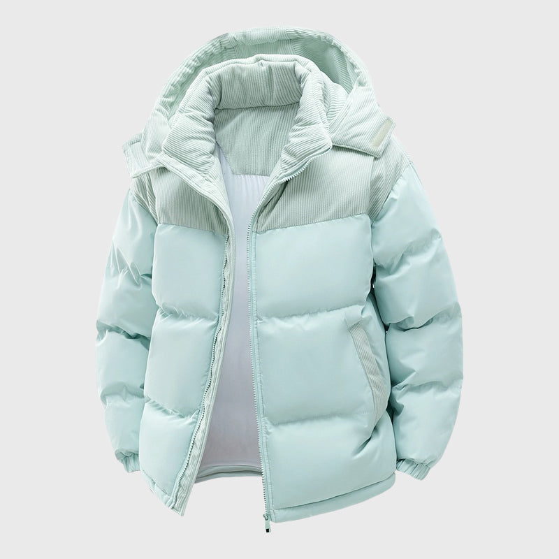 Wyatt - Men's Corduroy Panel Hooded Puffer Jacket