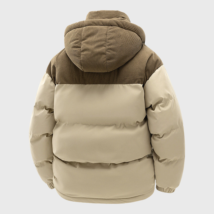 Wyatt - Men's Corduroy Panel Hooded Puffer Jacket