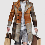 Wyatt - Men's Plaid Longline Trench Overcoat