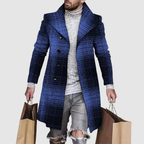 Wyatt - Men's Plaid Longline Trench Overcoat