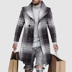 Wyatt - Men's Plaid Longline Trench Overcoat