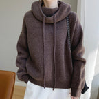 Xyra - Women's Hooded Knit Pullover Sweater