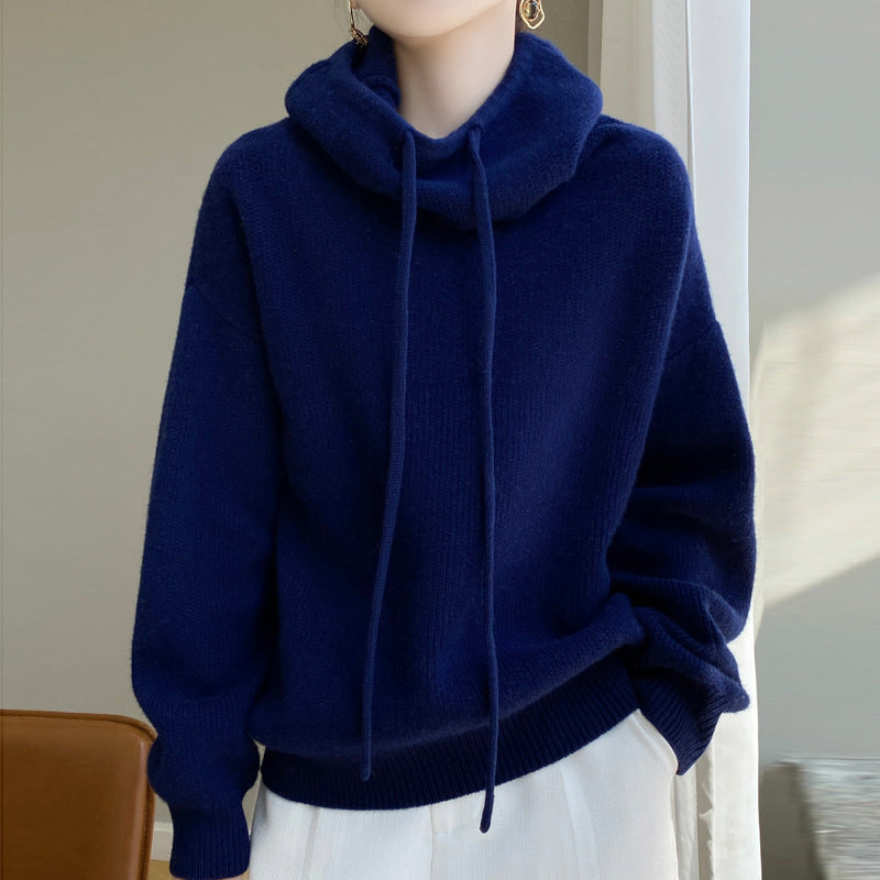 Xyra - Women's Hooded Knit Pullover Sweater