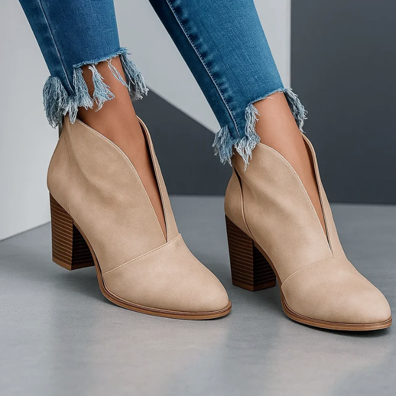 Zia - Women's Suede Block Heel Ankle Boots