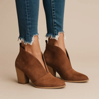 Zia - Women's Suede Block Heel Ankle Boots