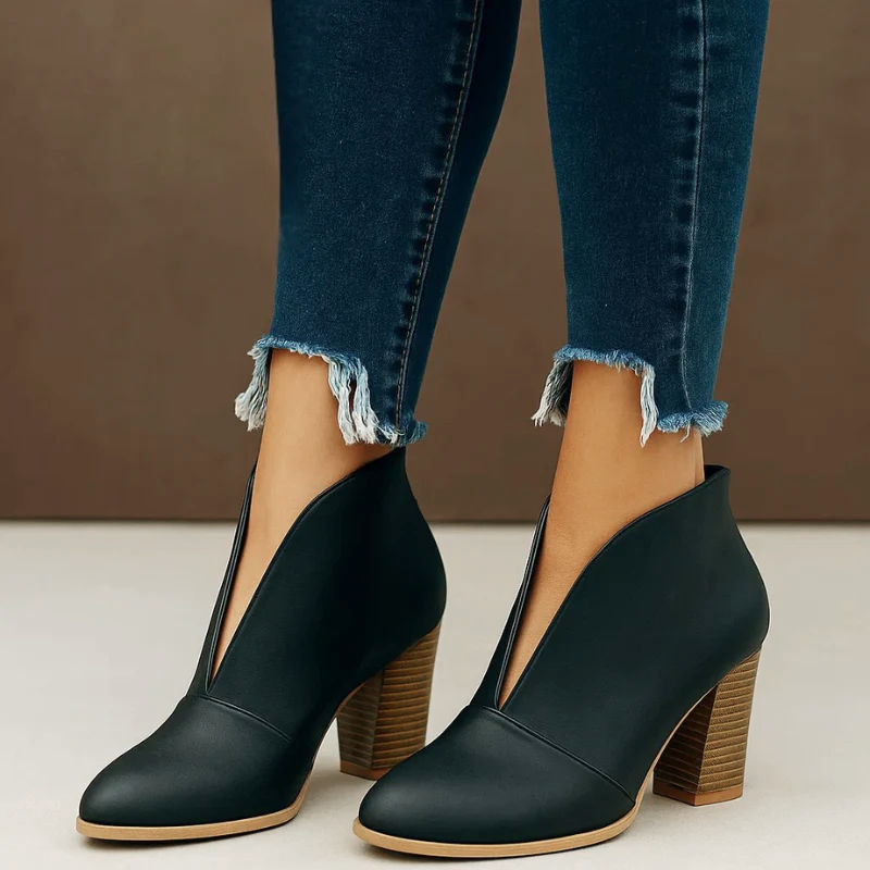 Zia - Women's Suede Block Heel Ankle Boots