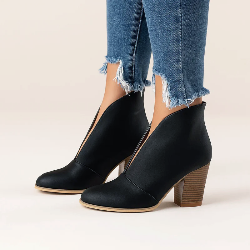 Zia - Women's Suede Block Heel Ankle Boots