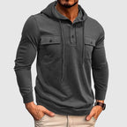 Adrian - Men's Hooded Henley with Chest Pockets