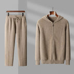 Adrian - Men's Zip Hoodie & Drawstring Wool Trousers Set