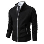 Aldrich - Men's Full-Zip Knit Cardigan with Ribbed Collar