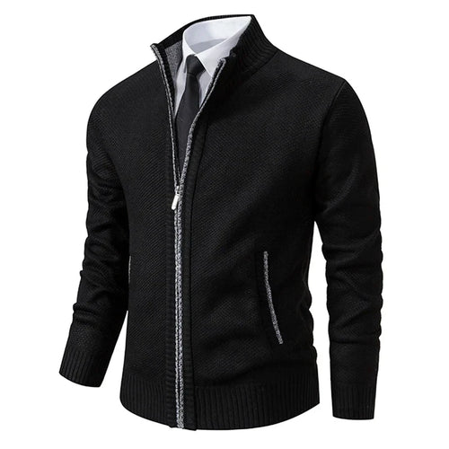 Aldrich - Men's Full-Zip Knit Cardigan with Ribbed Collar