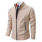 Aldrich - Men's Full-Zip Knit Cardigan with Ribbed Collar