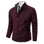 Aldrich - Men's Full-Zip Knit Cardigan with Ribbed Collar
