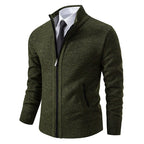 Aldrich - Men's Full-Zip Knit Cardigan with Ribbed Collar