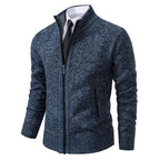 Aldrich - Men's Full-Zip Knit Cardigan with Ribbed Collar