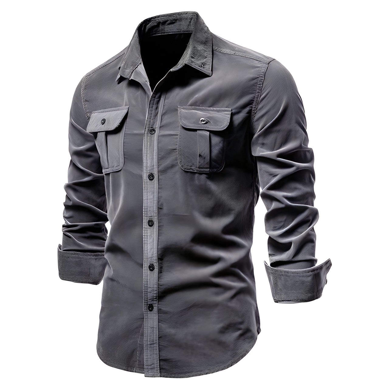 Ansel - Men's Long-Sleeve Casual Shirt with Snap-Front Closure
