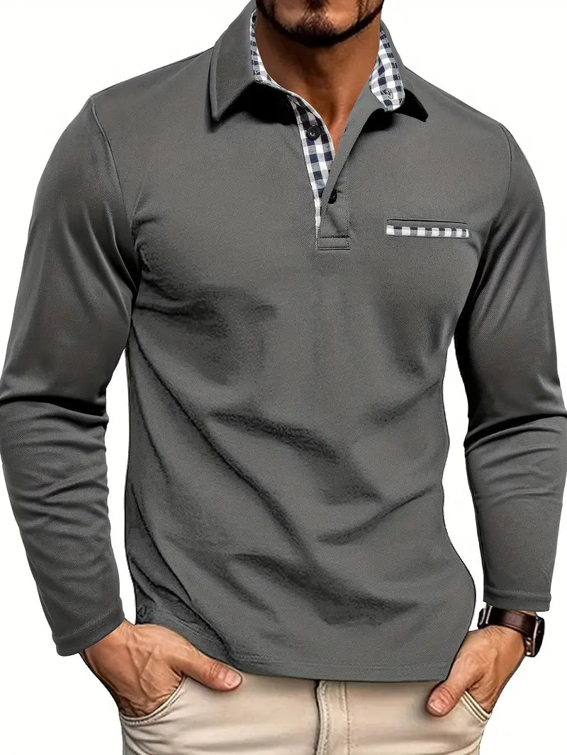 Arthur - Men's Long-Sleeve Polo with Contrast Accents