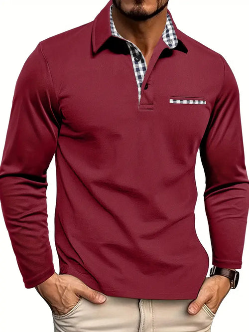 Arthur - Men's Long-Sleeve Polo with Contrast Accents