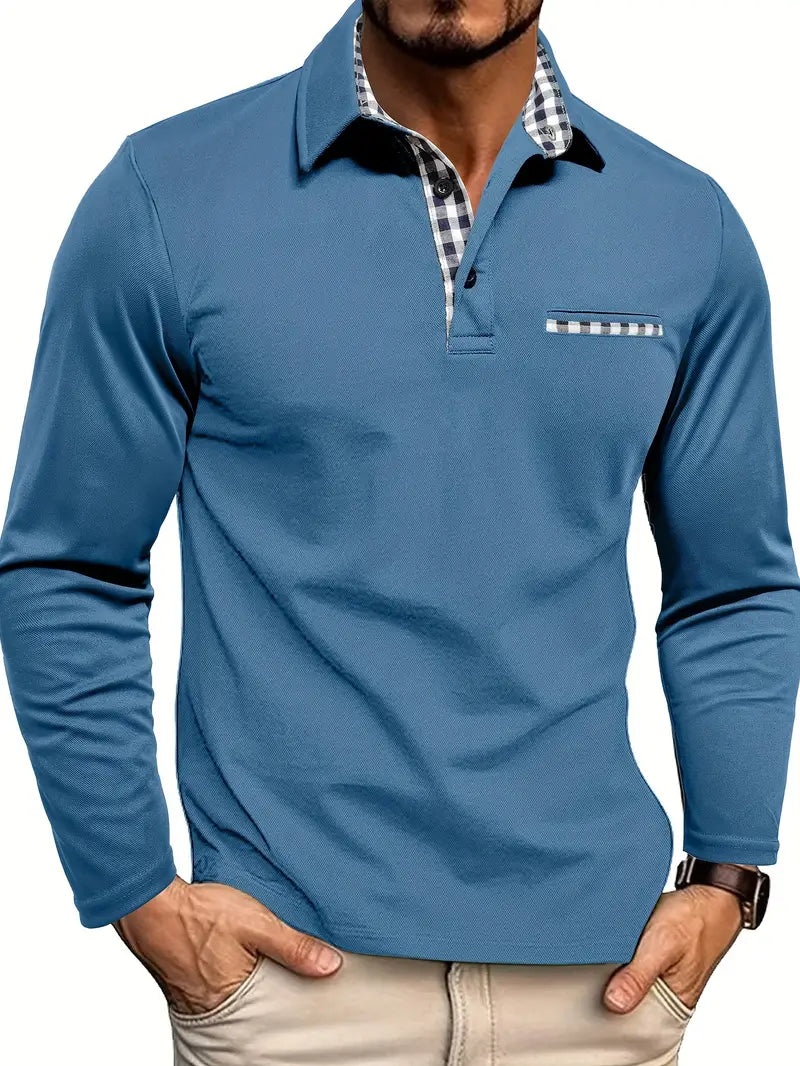 Arthur - Men's Long-Sleeve Polo with Contrast Accents
