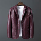 Arthur - Men's Two-Button Leather Blazer with Notch Lapels